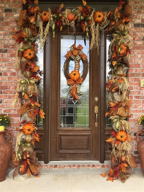 autumn door garland|lighted garland for front door.